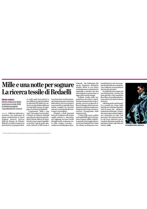 LA PROVINCIA DI COMO 2025 Roberta Redaelli fall winter 25-16 collection