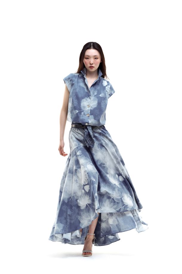 Roberta Redaelli spring summer 2026, RD498 Full-skirted cotton dress trasparenze jeans