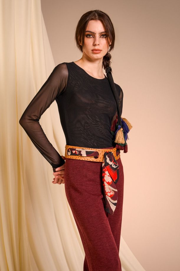 Roberta Redaelli AUTUNNO INVERNO 2025-26, RSA142 maglia girocollo in tulle nero