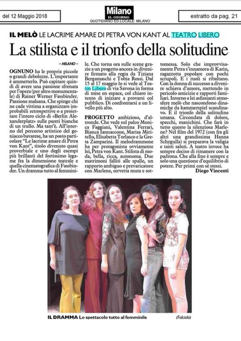Il giorno Milano 12 maggio 2018 le lacrime amare di petra von kant