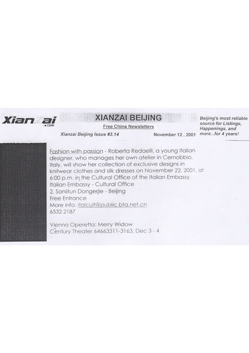 Xianzai Beijing 12 novembre 2001 Roberta Redaelli