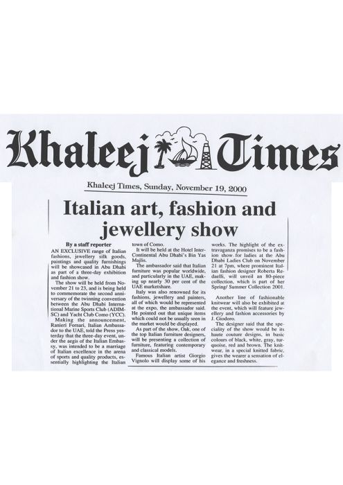 Khaleej Times 19 Novembre 2000 Roberta Redaelli