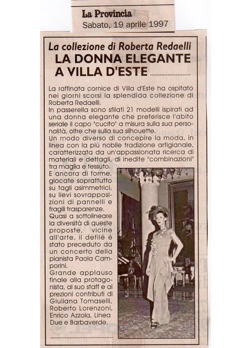 La Provincia di Como 19 Aprile 1997 Roberta Redaelli