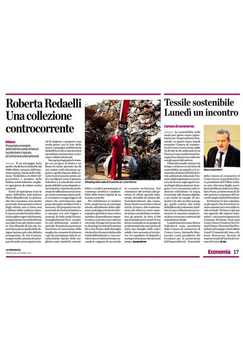 La Provincia di Como 4 ottobre 2023 - ECLèCKTICA by Roberta Redaelli AI 23-24 Escape