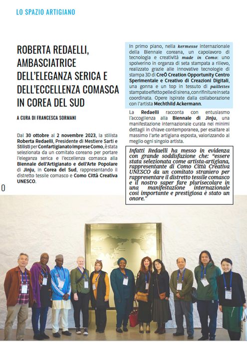Artigiano comasco 23 novembre 2023 - Roberta Redaelli in Corea