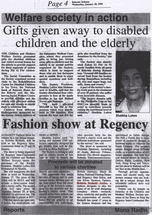 Bahrain Tribune 20 gennaio 1999 Roberta Redaelli