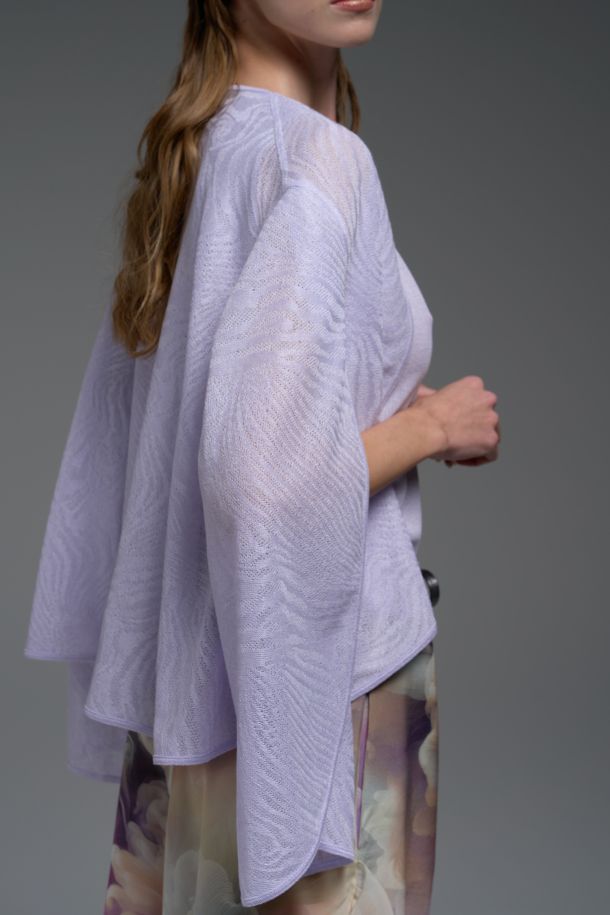 Roberta Redaelli spring summer 2025 Ambrosia, R1340 Jacquard knit cape with petal sleeves 