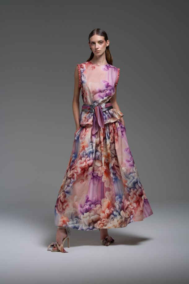 Roberta Redaelli spring summer 2025 Ambrosia, RD470 Cotton peplum skirt ambrosia bitter