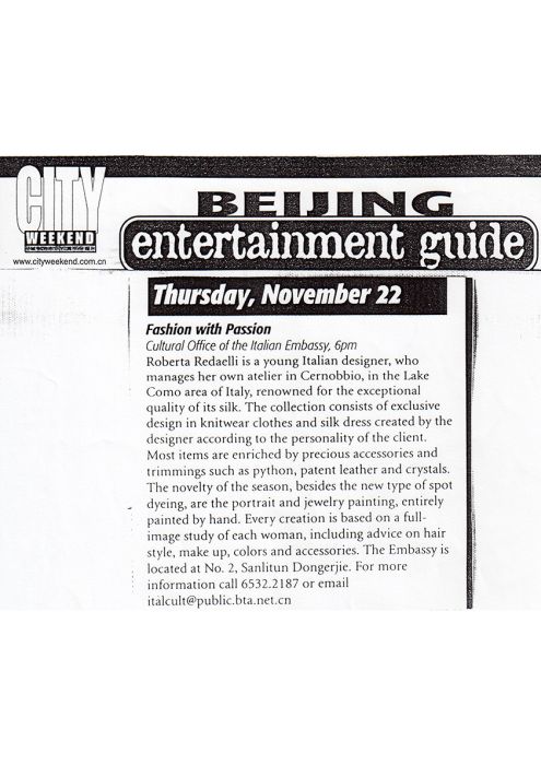 City Weekend 22 Novembre 2001 Roberta Redaelli