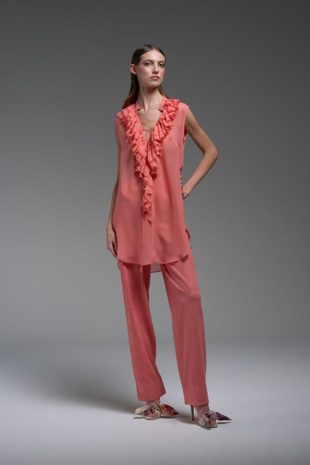 Roberta Redaelli spring summer 2025 Ambrosia, RSA136 dinami-tecs jacquard knit jeans-style pant with back pocketsbitter