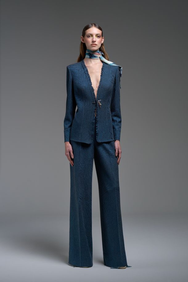 Roberta Redaelli spring summer 25 Ambrosia, R1221 DINAMI-TECS jacquard knit wide-leg pants